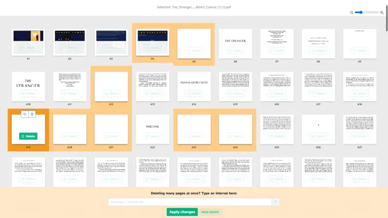 Cut pages from a PDF